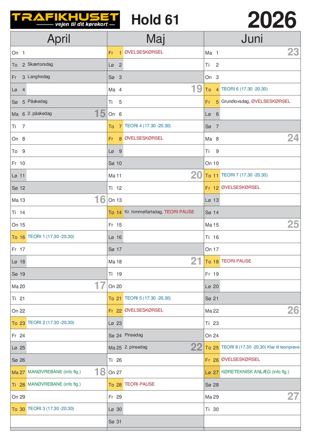Holdkalender